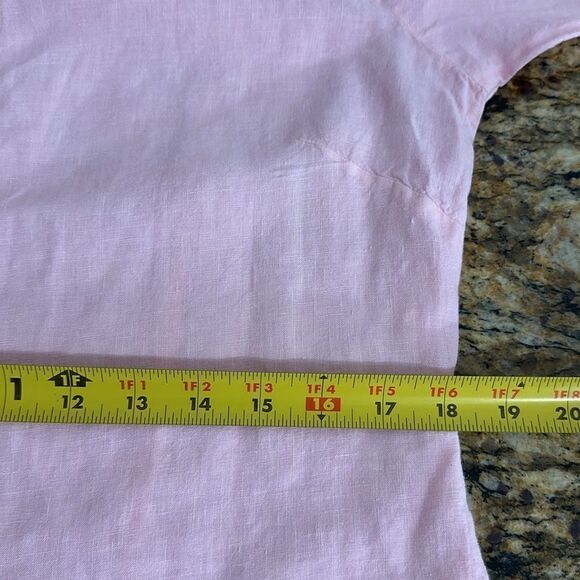 Fresh Produce Linen Pink Roll Tab Sleeve Button Down Shirt Size M - Picture 9 of 10